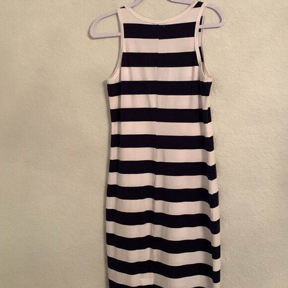 U.S.Polo Assn Blue White Striped Sleeveless Maxi Dress Size L - Picture 2 of 9